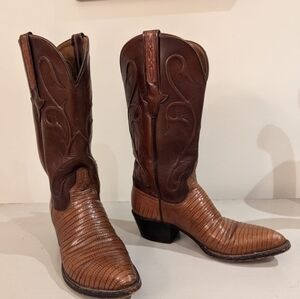 Lucchese Beautiful Vintage Teju Lizard Western Cowboy Boots size 6 women